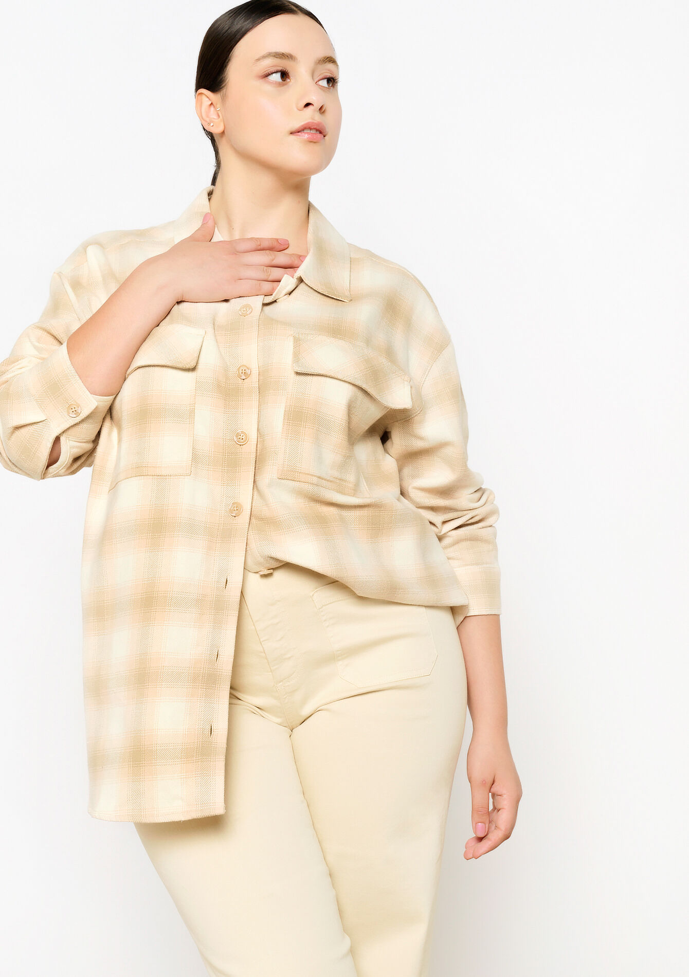 Oversized flanel overhemd, , back