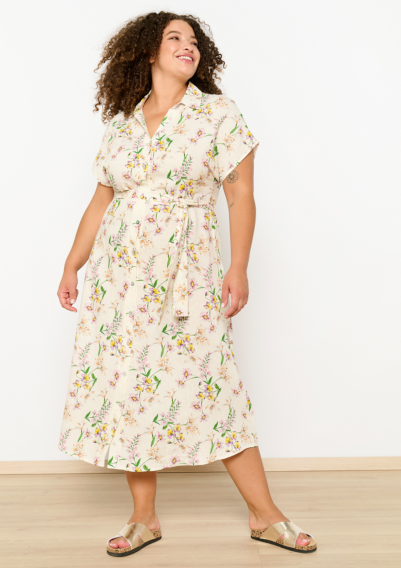 Shirt dress with floral print - LolaLiza