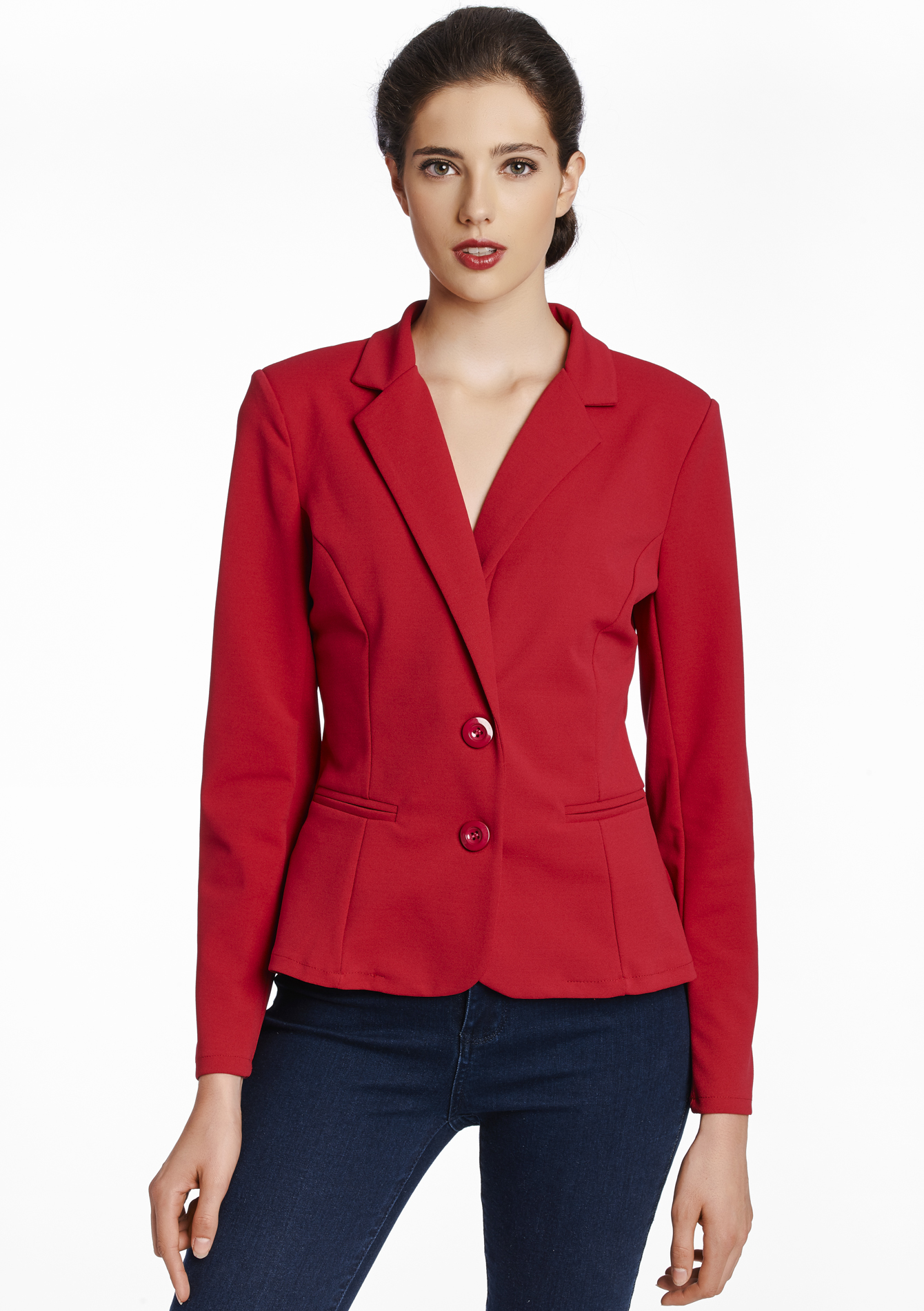 Plain blazer with tailor collar - LolaLiza