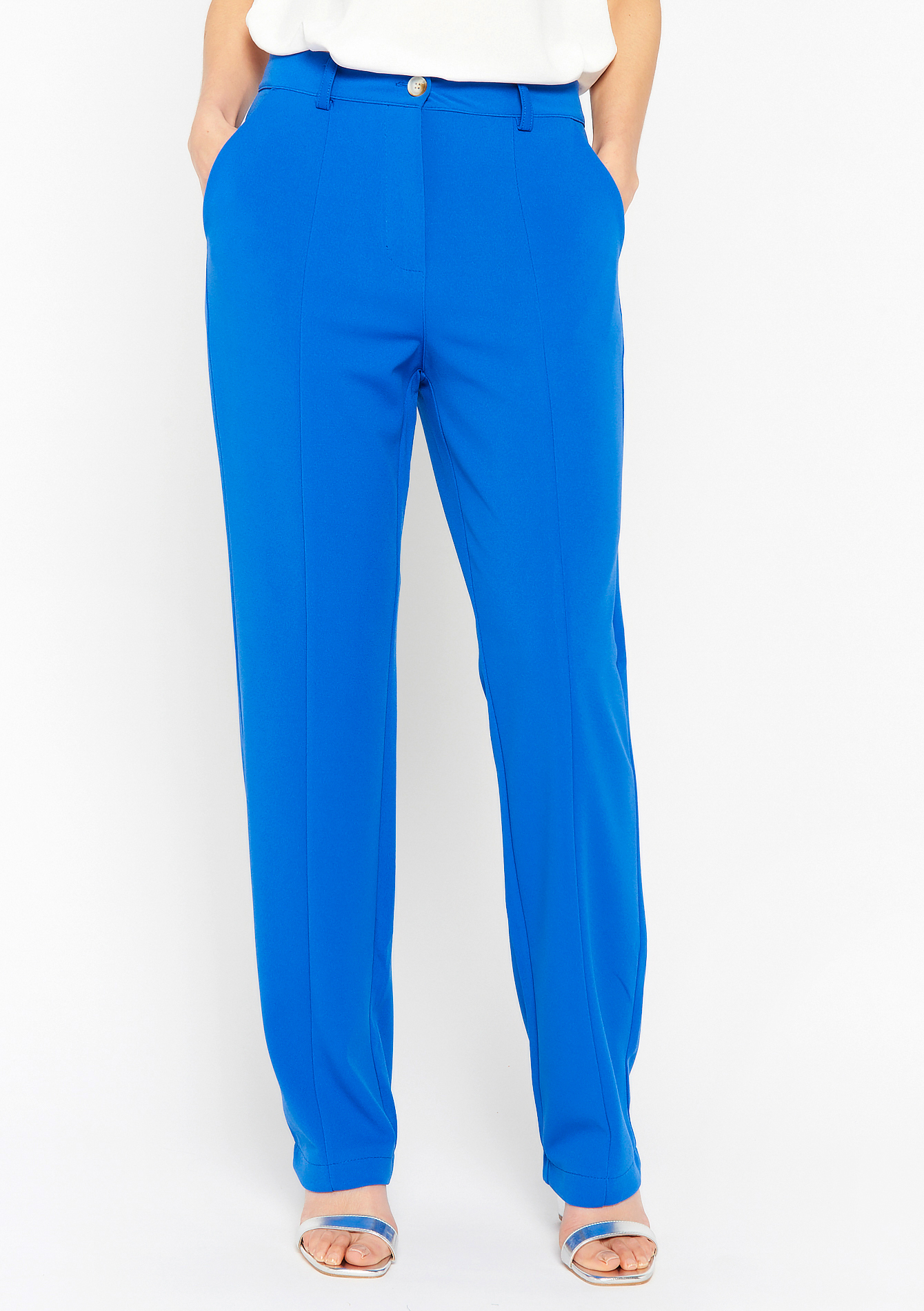 Finery Jeanne Wide Leg Trousers, Cobalt at John Lewis & Partners