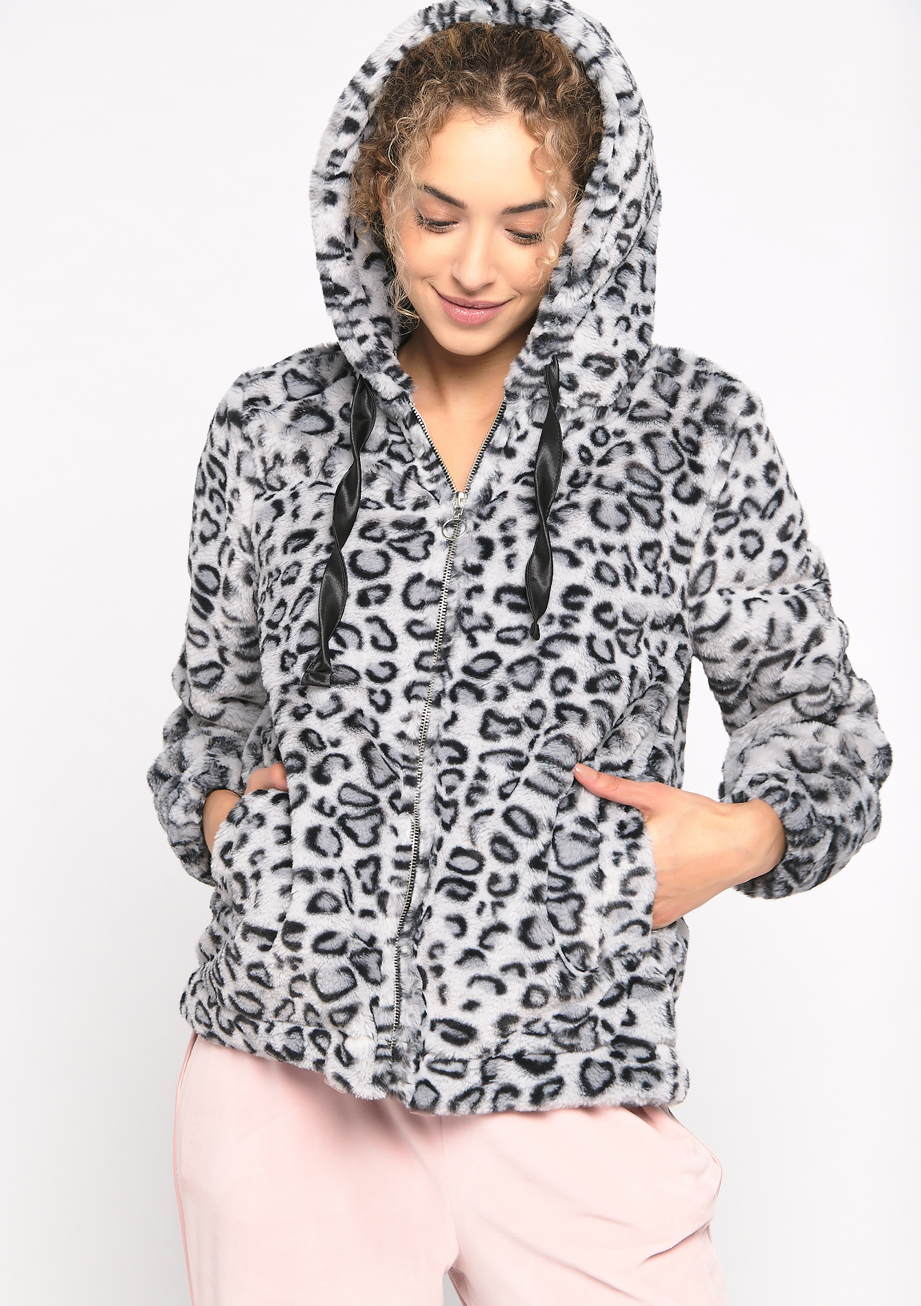 leopard fur hoodie