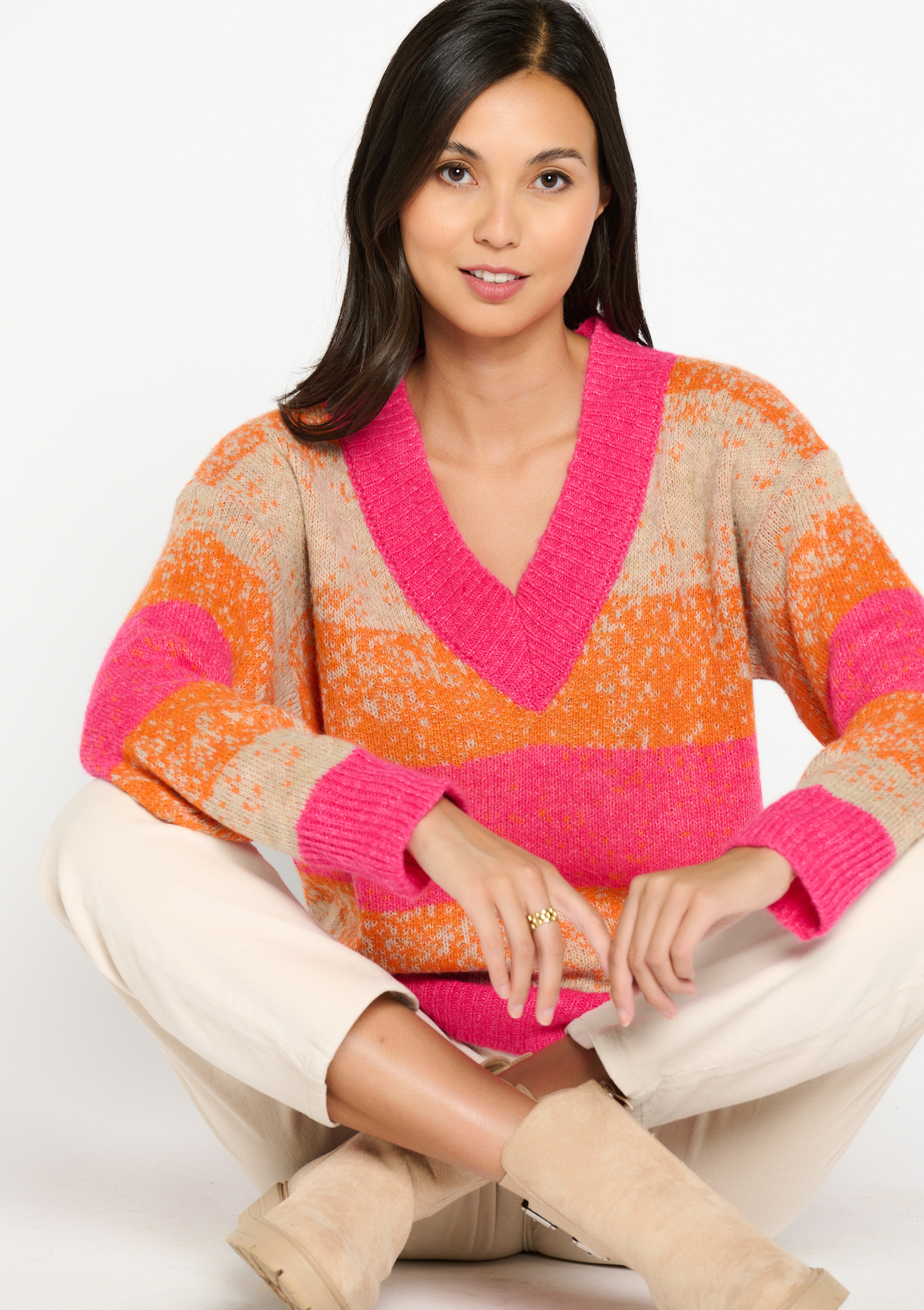 Jacquard pullover with stripes - LolaLiza