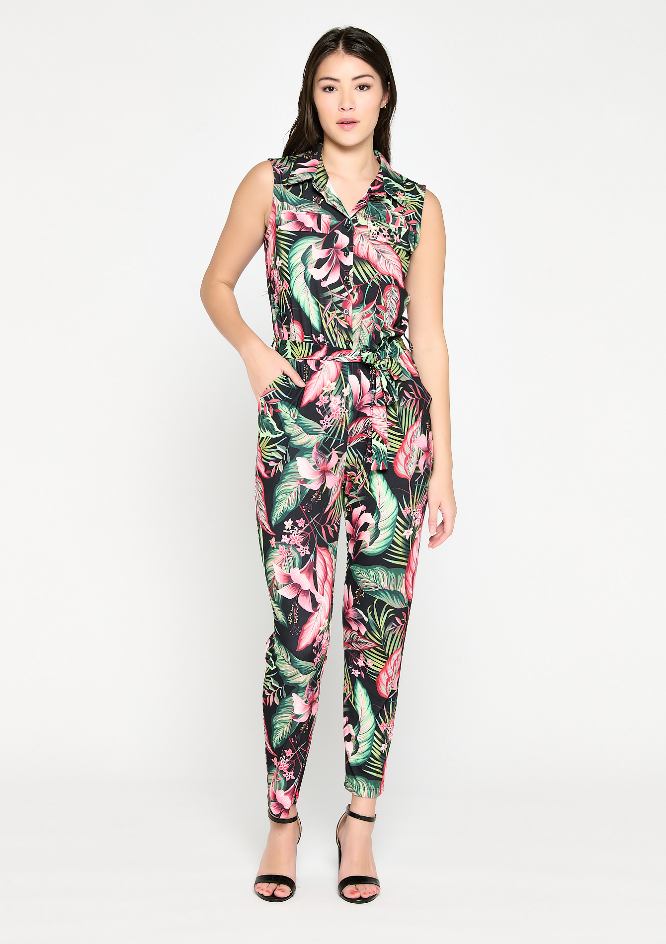 Jumpsuit with tropical print - LolaLiza